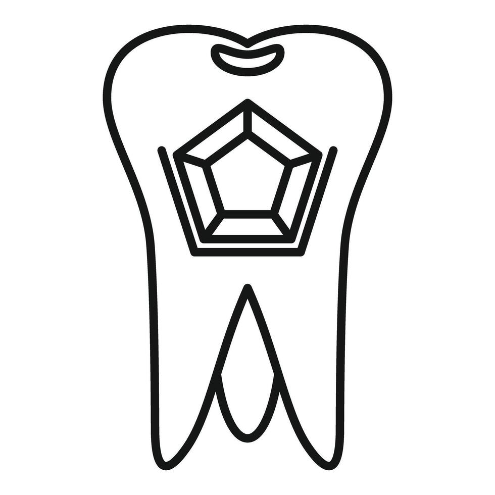 Tooth with inlaid gemstone implant sign showing dental care vector