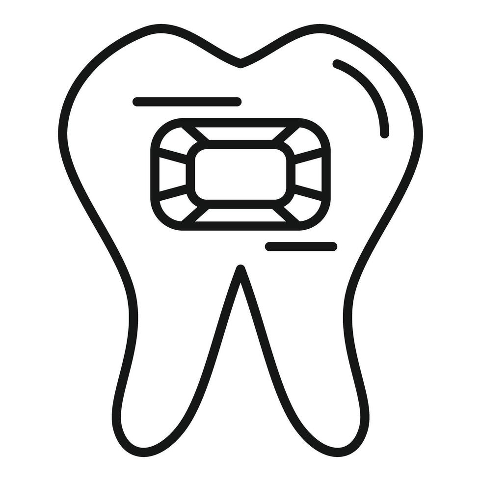 Line drawing of a tooth receiving a diamond inlay vector