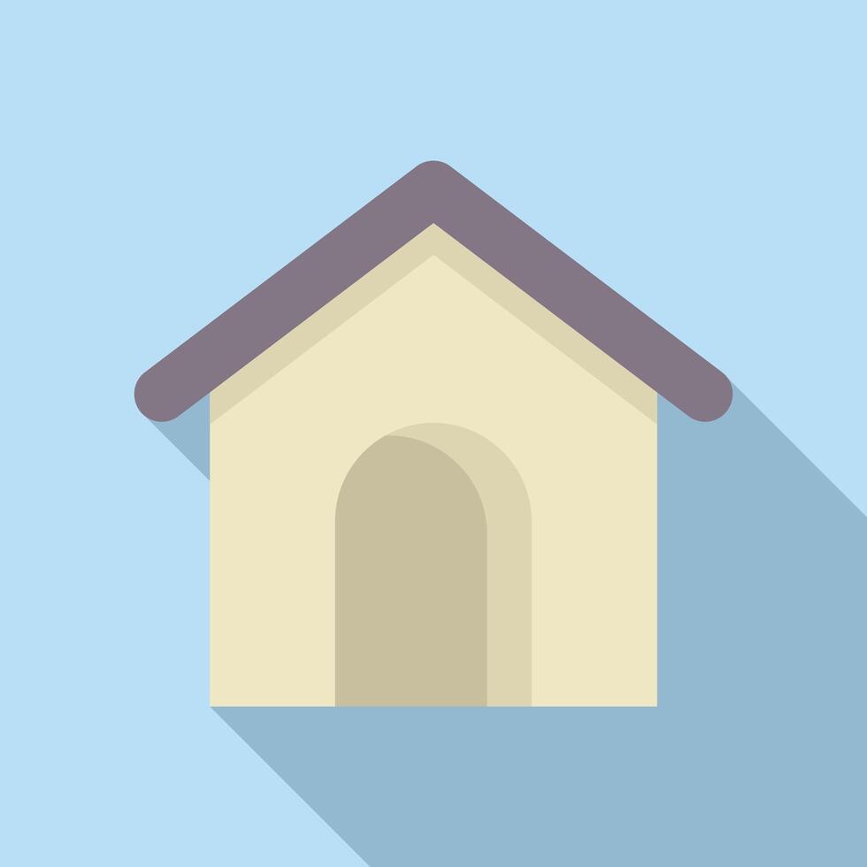 Small wooden doghouse standing on blue background vector