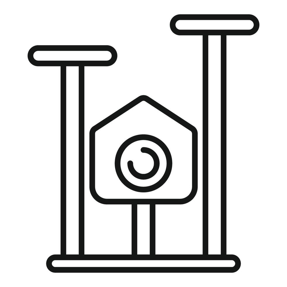 Cat tree with scratching posts being assembled with missing parts icon vector