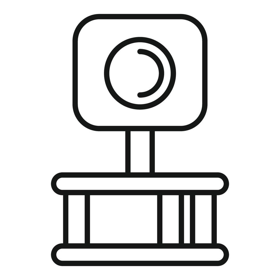 Line icon of a speed camera illustrating traffic monitoring for road safety vector