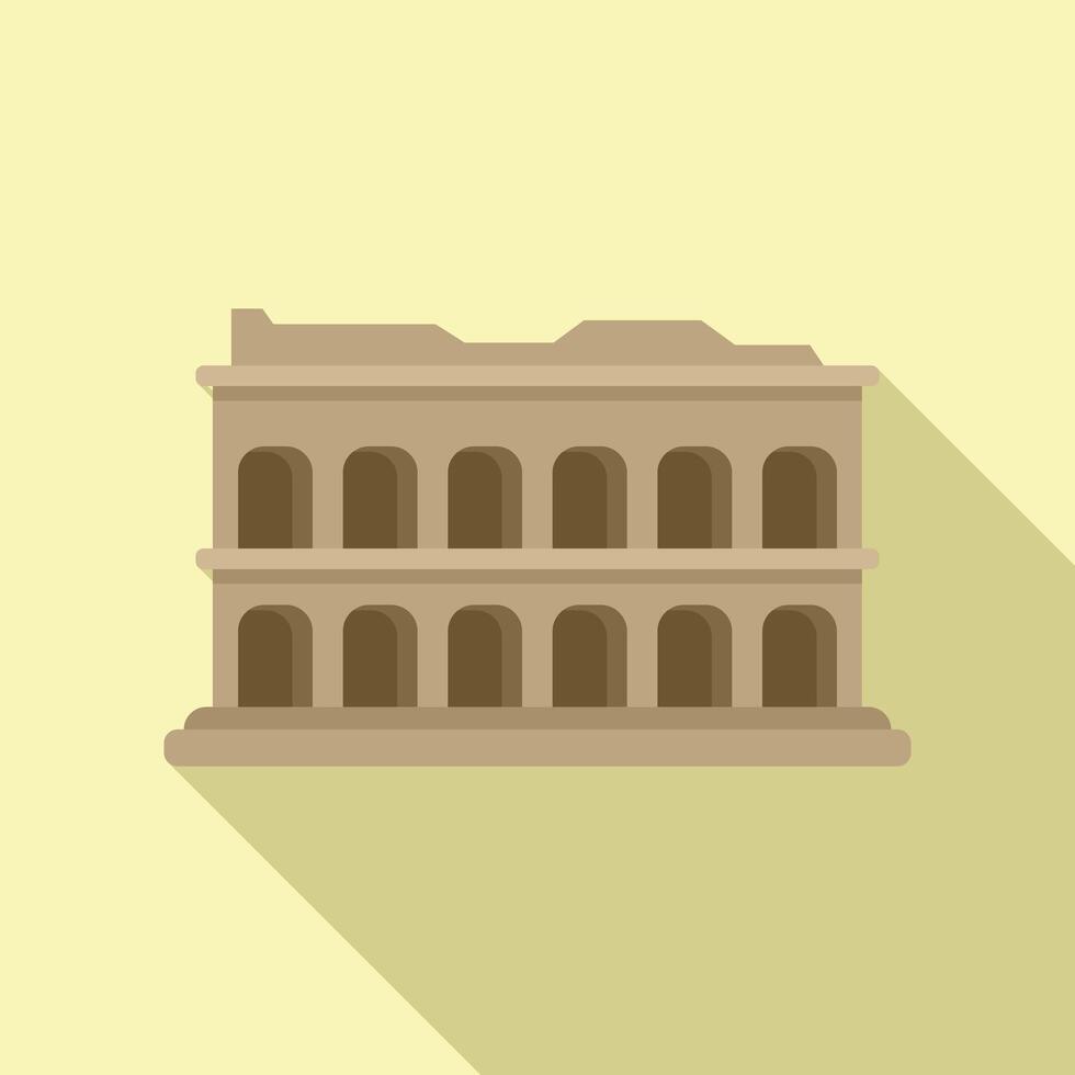 Ancient roman colosseum building standing with long shadow vector
