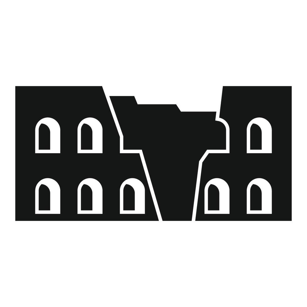Ancient building ruins standing with broken walls icon vector