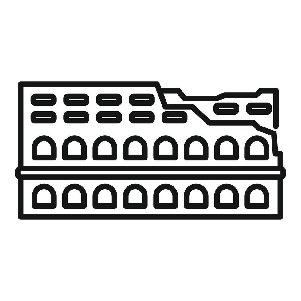 Roman colosseum facade showing deterioration over time line icon vector