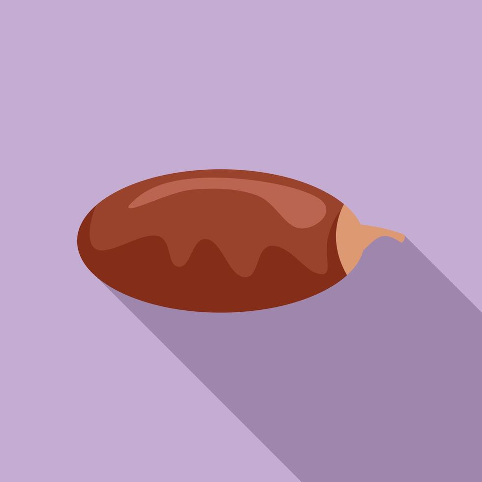 Single date fruit with long shadow on purple background vector