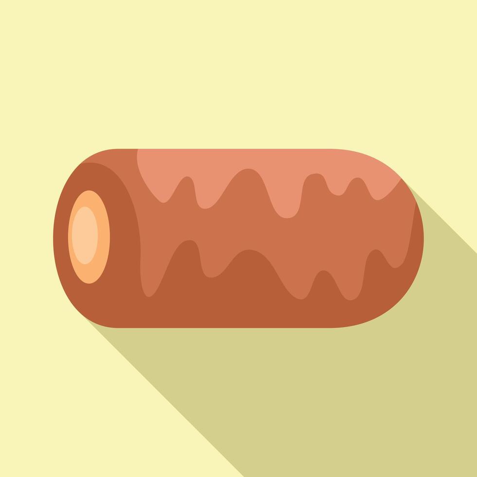 Tasty chocolate covered eclair drizzled with icing lying on its side vector