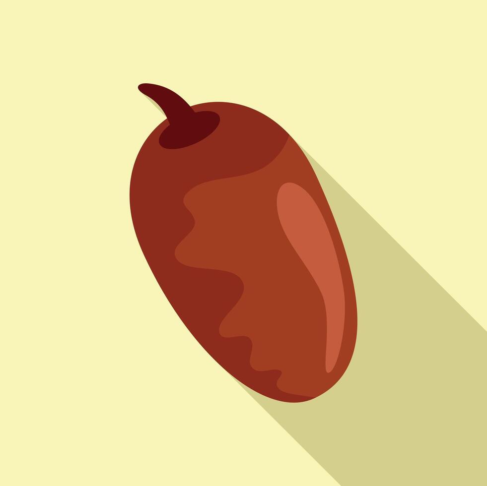 Ripe date fruit casting long shadow on yellow background vector