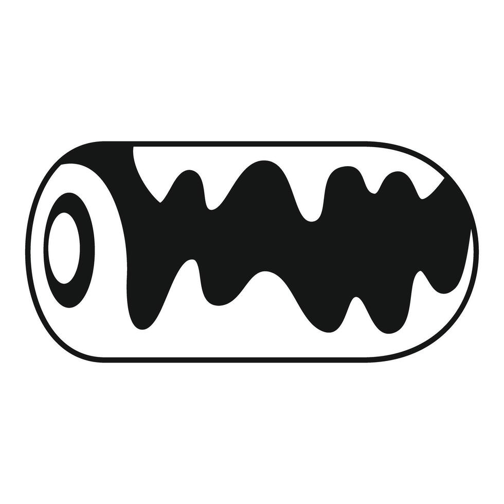 Delicious swiss roll with chocolate drizzled on top icon vector