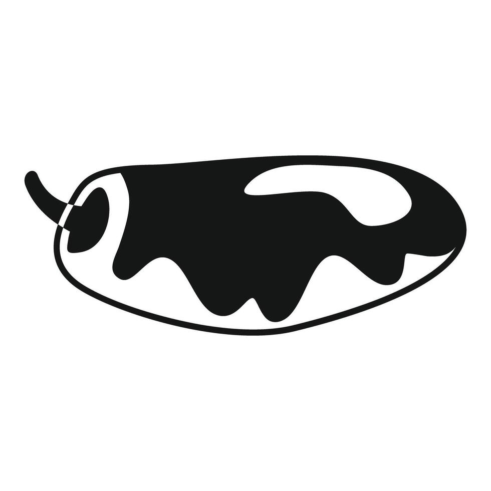 Black and white jalapeno pepper dripping sauce icon vector