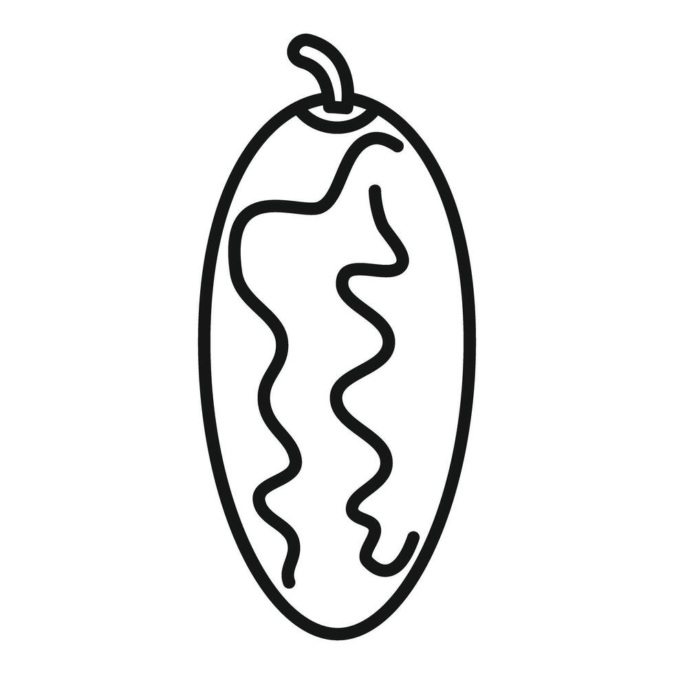 Line drawing of a ripe feijoa fruit with stem vector