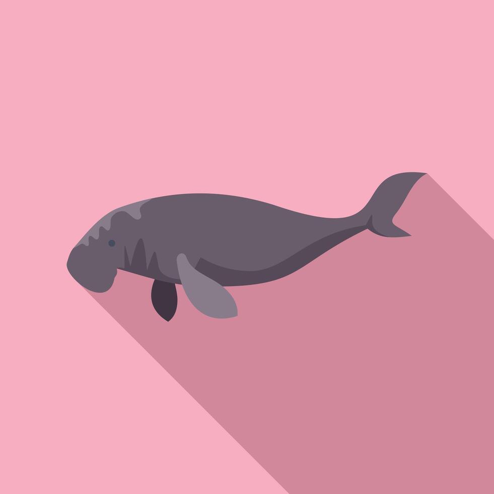 Large aquatic mammal dugong swimming in ocean vector
