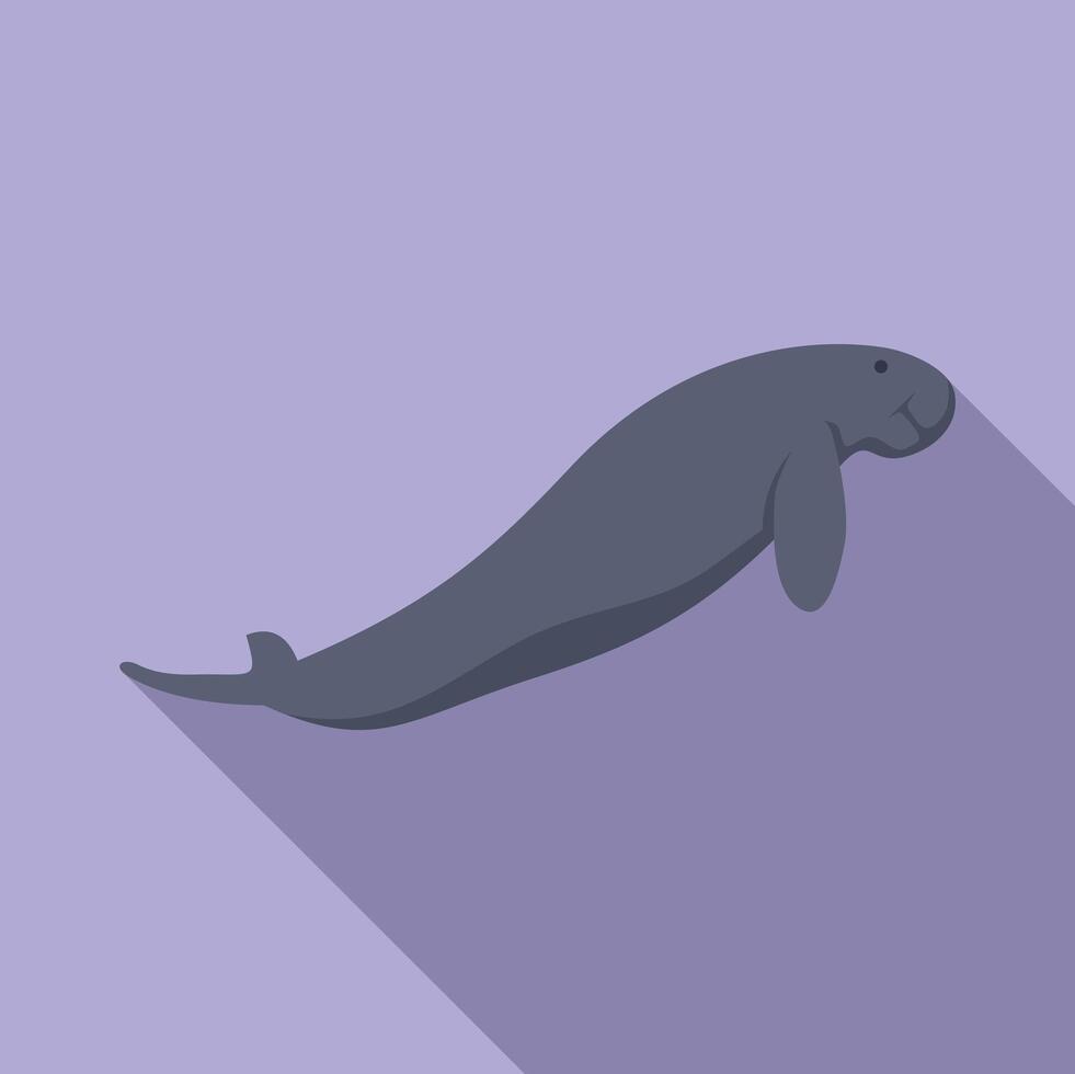 Large aquatic mammal dugong swimming in ocean vector