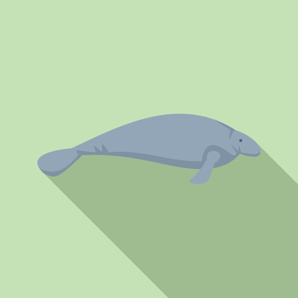 Large, gray manatee swimming in blue ocean water vector