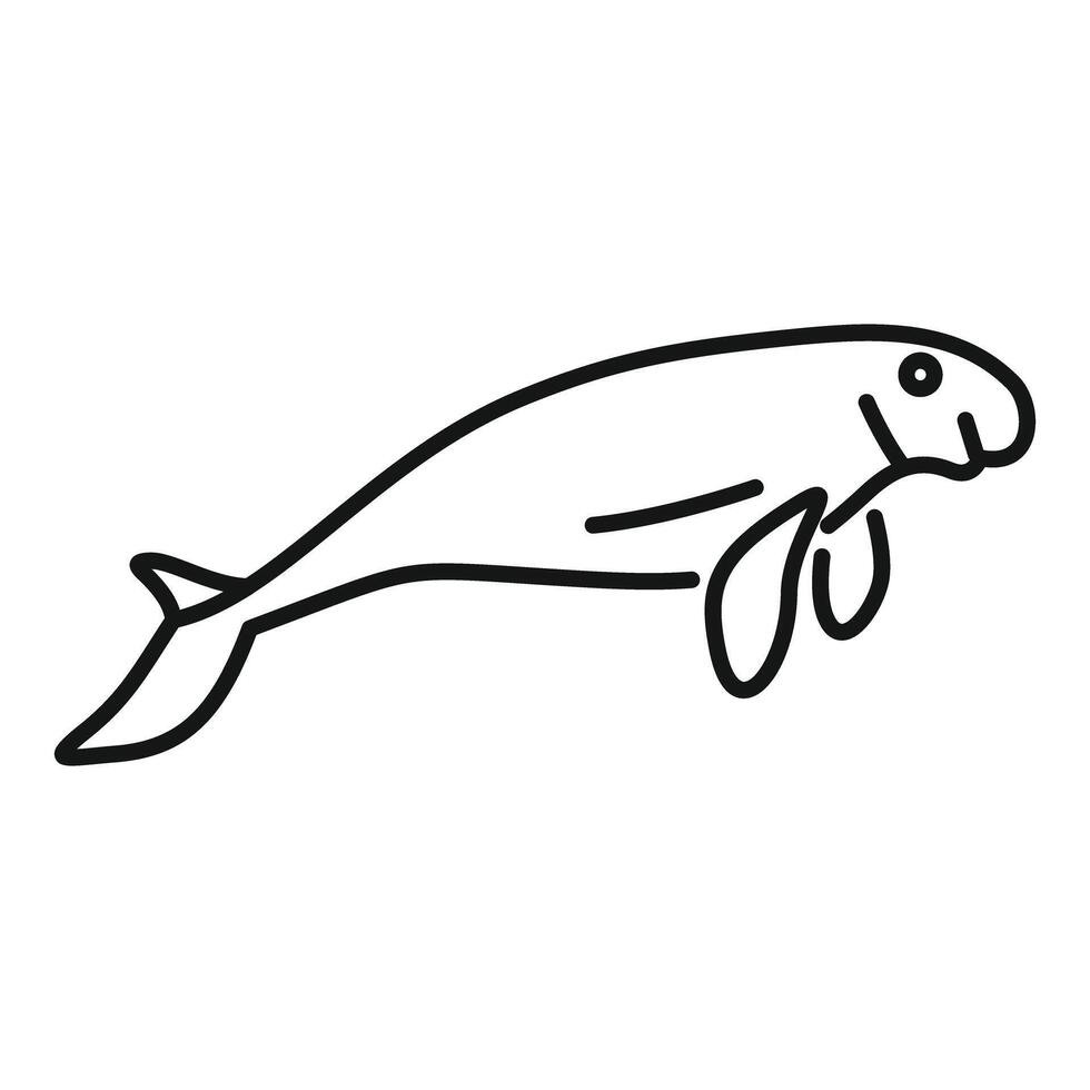 Minimalist line art icon of a dugong swimming gracefully vector