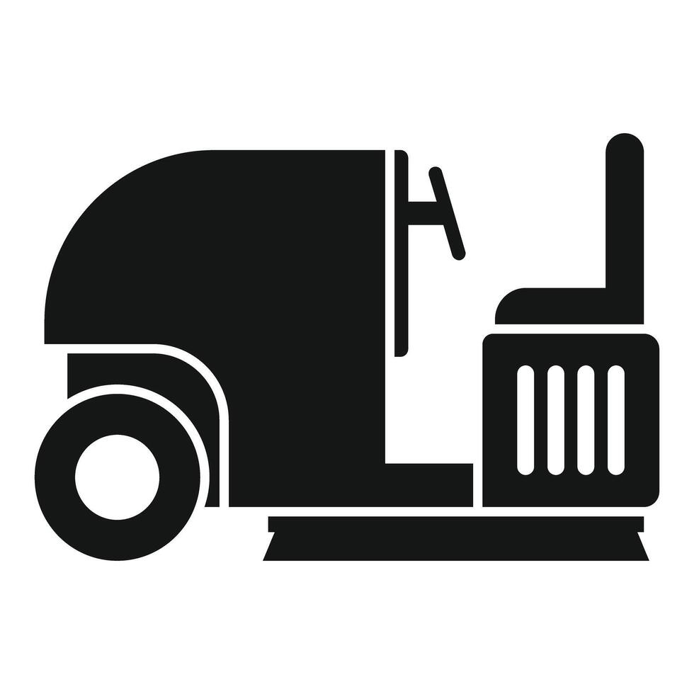 Cleaning service worker driving floor scrubber machine silhouette icon vector