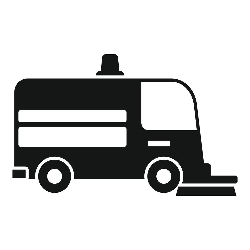 Street cleaning machine cleaning road urban city side view silhouette icon vector