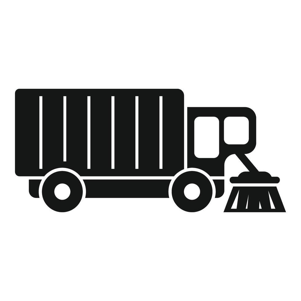 Street sweeper truck cleaning road using rotating brushes vector