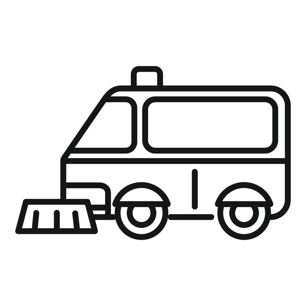 Street cleaning machine icon, road cleaning vehicle maintaining city hygiene vector