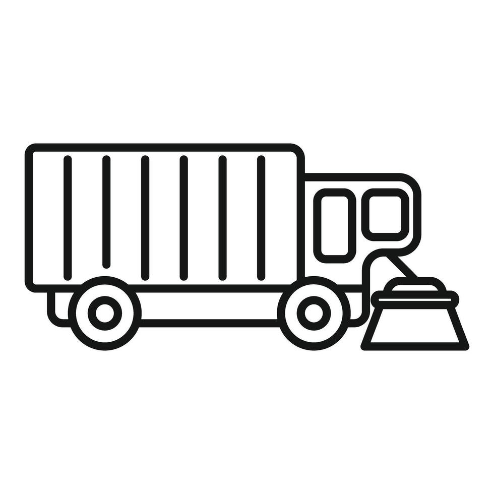 Street cleaning truck removing dirt from road surface vector