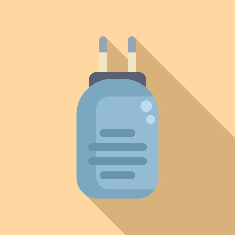 Mobile phone charger adaptor plugged in with long shadow vector