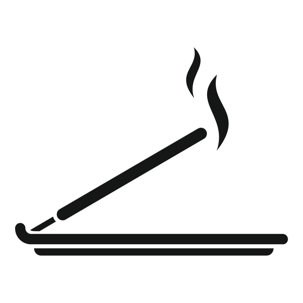 Incense stick smoldering on a stand releasing aromatic smoke vector
