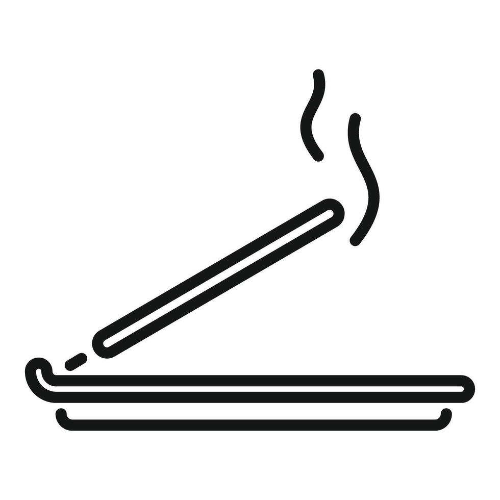 Aromatic incense stick releasing soothing smoke on a stand icon vector
