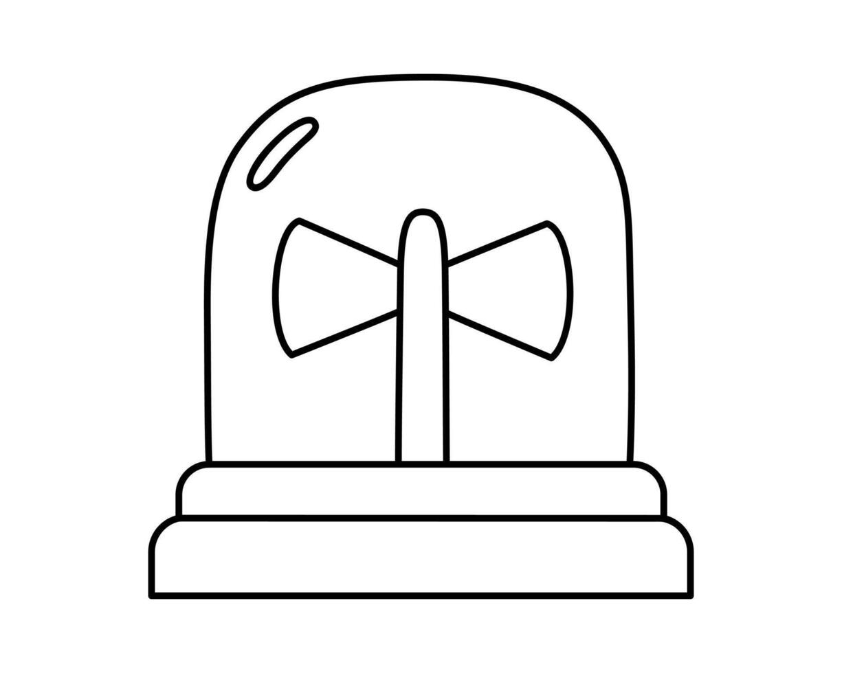 Hand drawn cute outline illustration emergency warning light. Danger alarm siren. Flat problem caution signal line art doodle style. Ambulance lamp icon. Urgency alert flasher. Isolated. vector