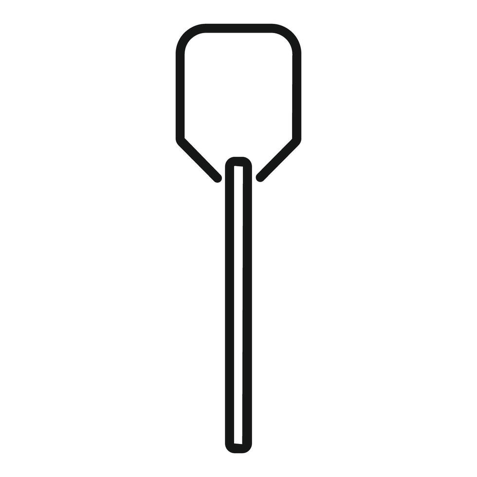 Metal pizza peel with long handle for putting baking taking out pizzas from oven line icon design vector
