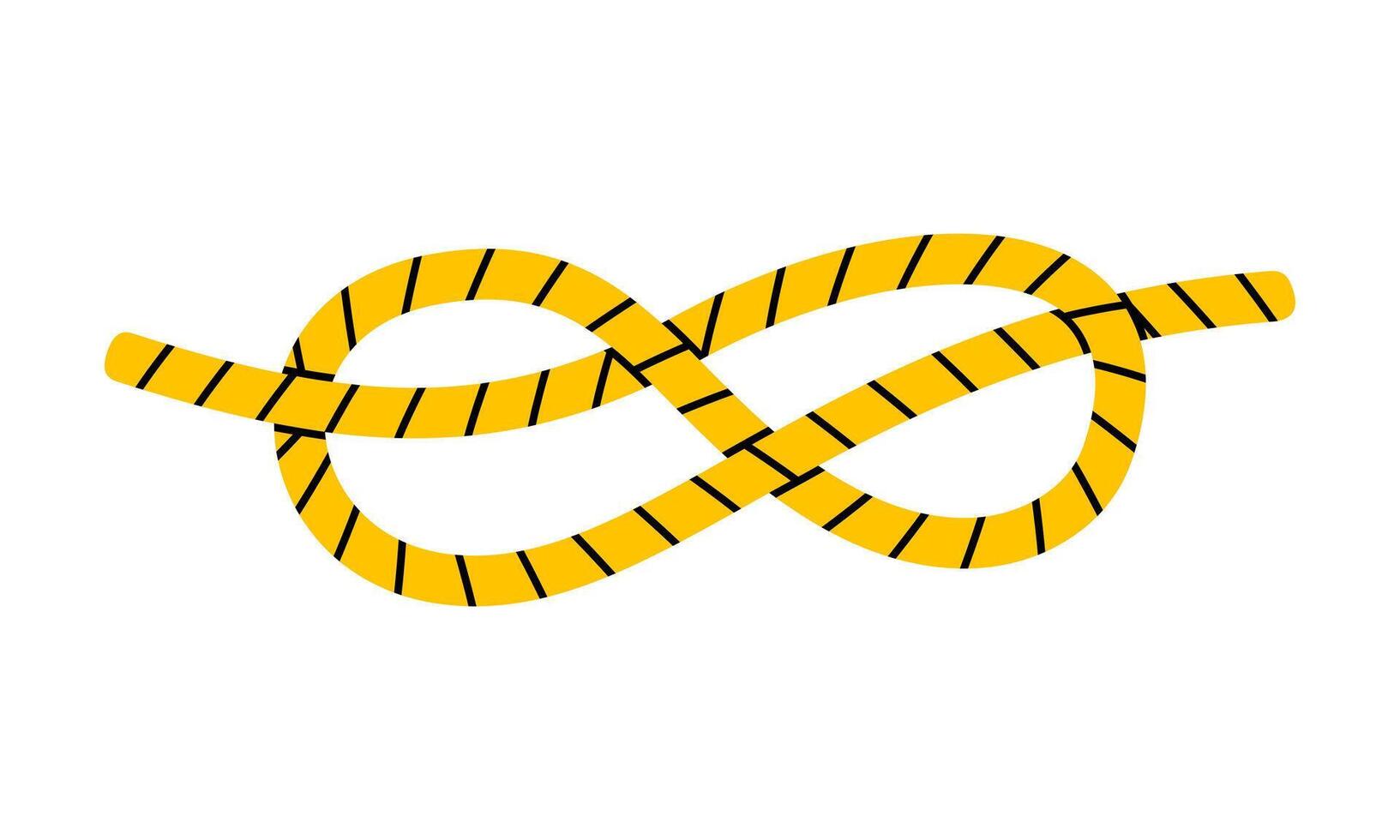 Hand drawn cute cartoon illustration of sea knot. Flat rope tied in eight knot in doodle style. Connection or family ties icon. Network or communication print. Teamwork partnership. Isolated. vector