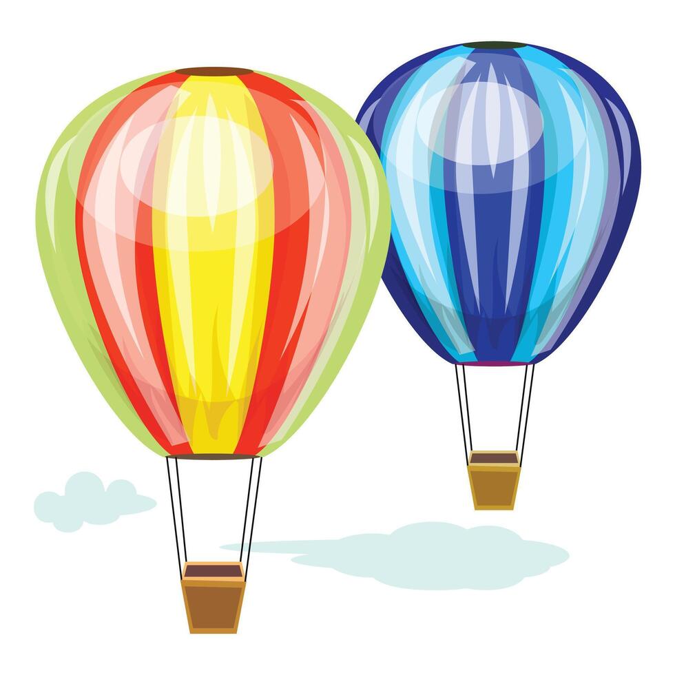 Two colorful hot air balloons floating in the sky vector