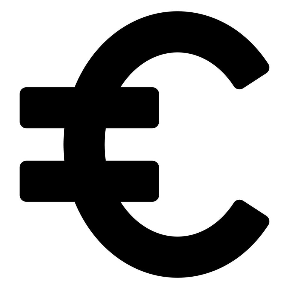 euro glyph icon isolated on white background vector