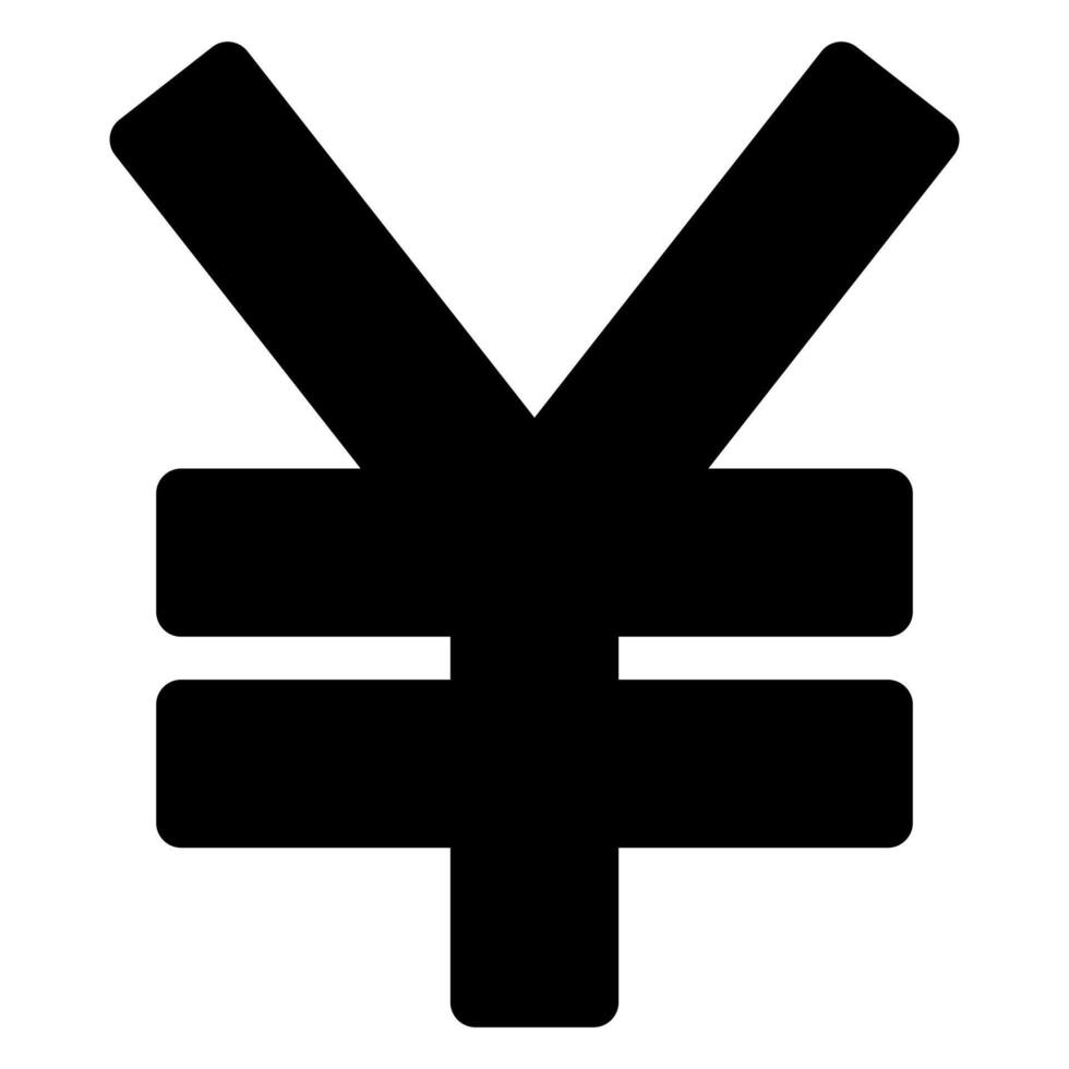 yen glyph icon isolated on white background vector