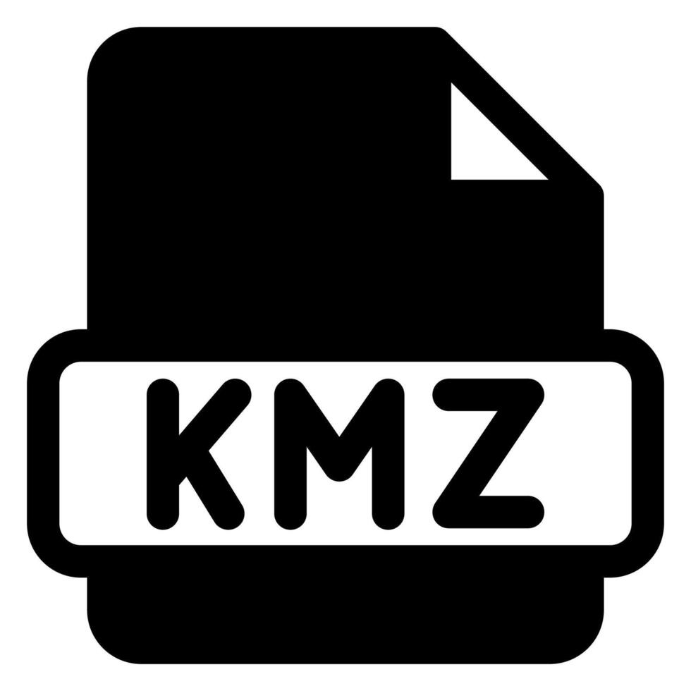 kmz glyph icon illustration isolated on white background vector