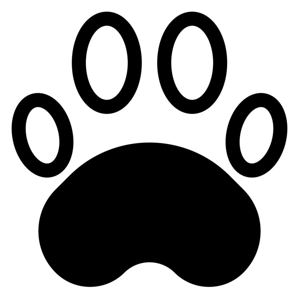 paw glyph icon illustration isolated on white background vector