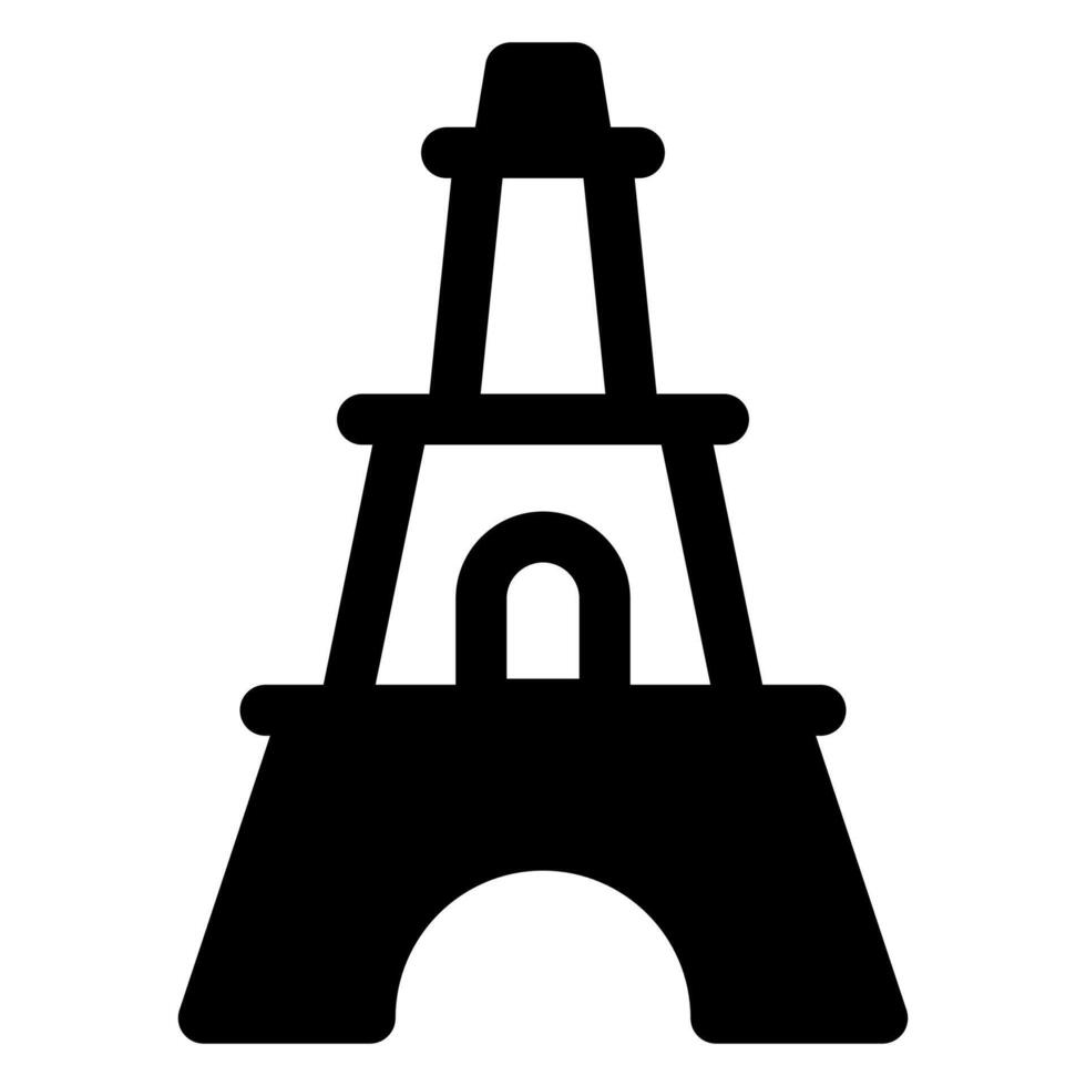 eiffel tower glyph icon illustration isolated on white background vector
