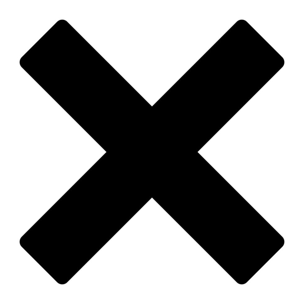 x mark glyph icon illustration isolated on white background vector