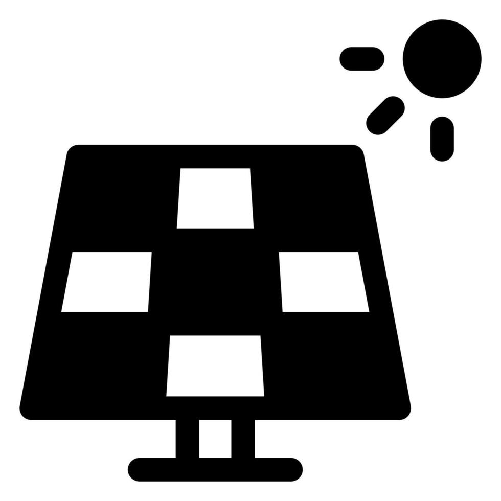 solar panel glyph icon illustration isolated on white background vector