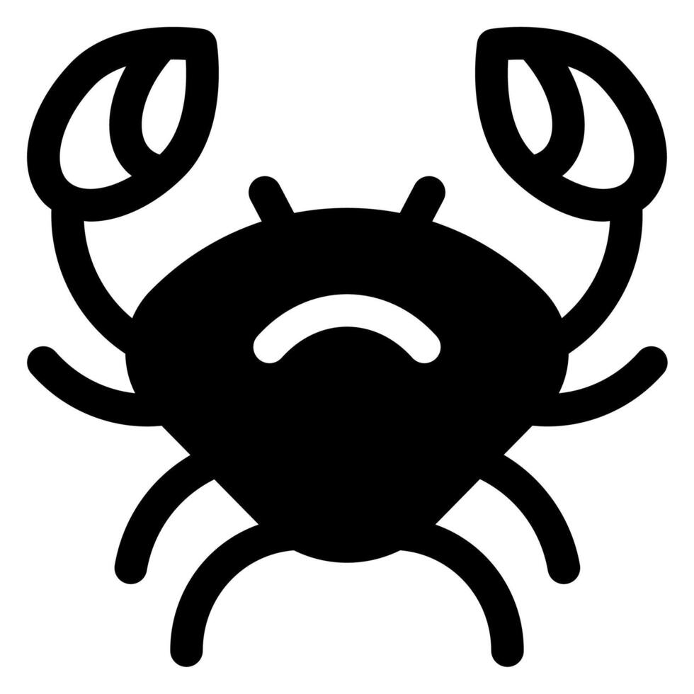 crab glyph icon illustration isolated on white background vector