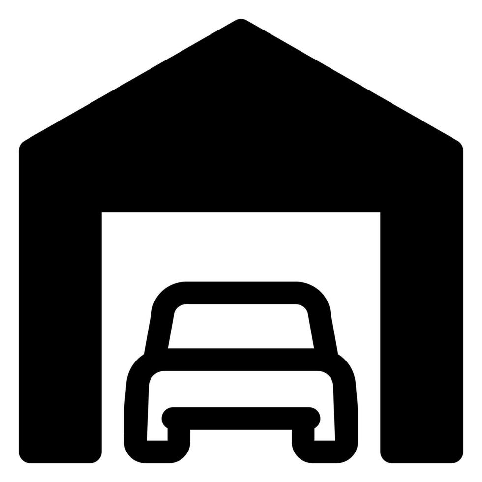 garage glyph icon illustration isolated on white background vector