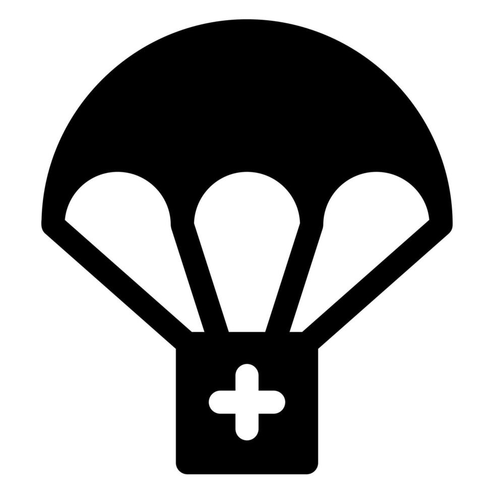 parachute glyph i icon illustration isolated on white background vector