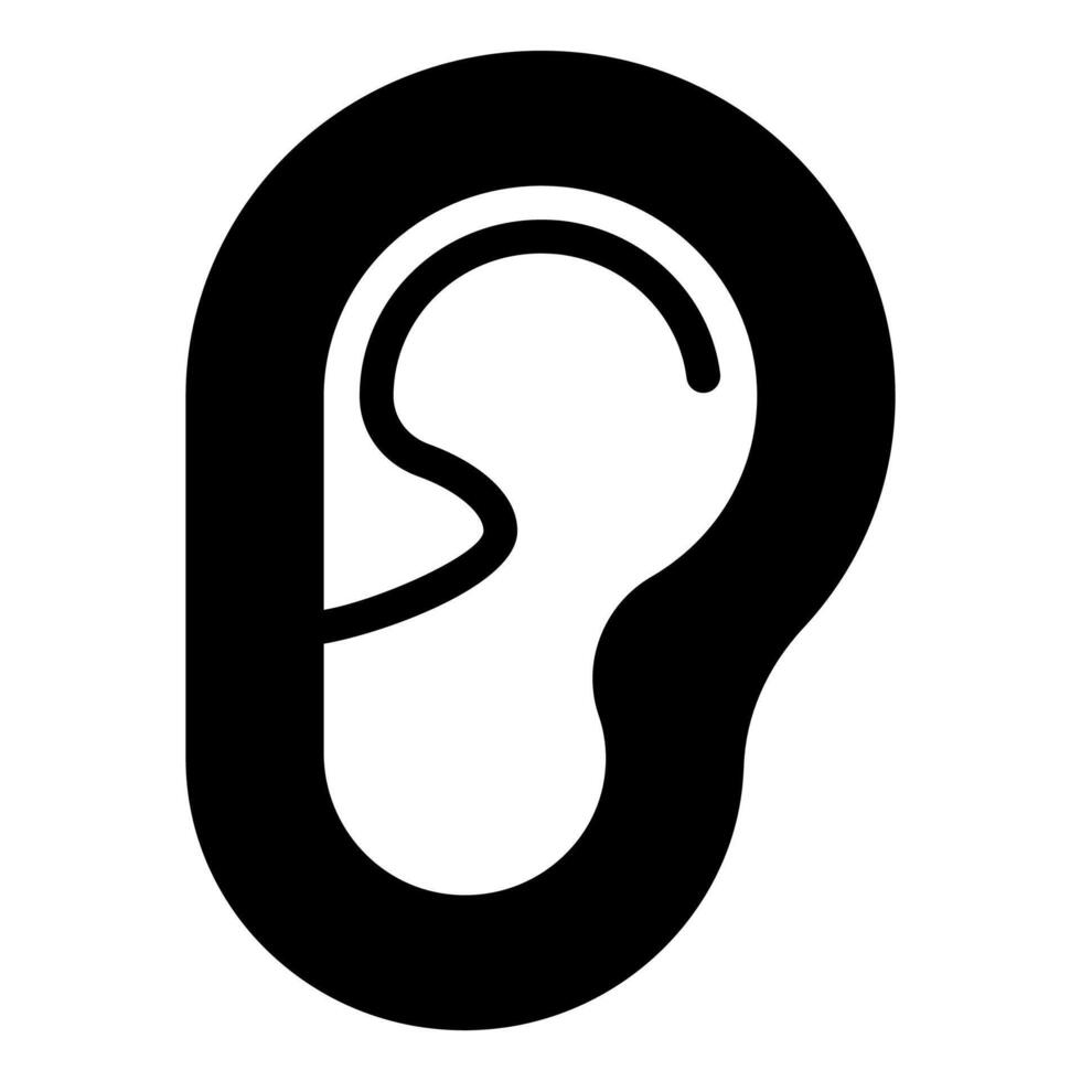 ear glyph icon illustration isolated on white background vector