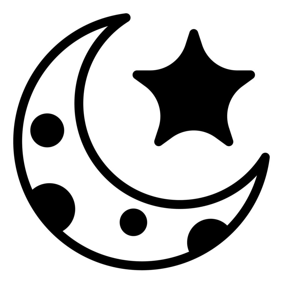 moon glyph icon illustration isolated on white background vector