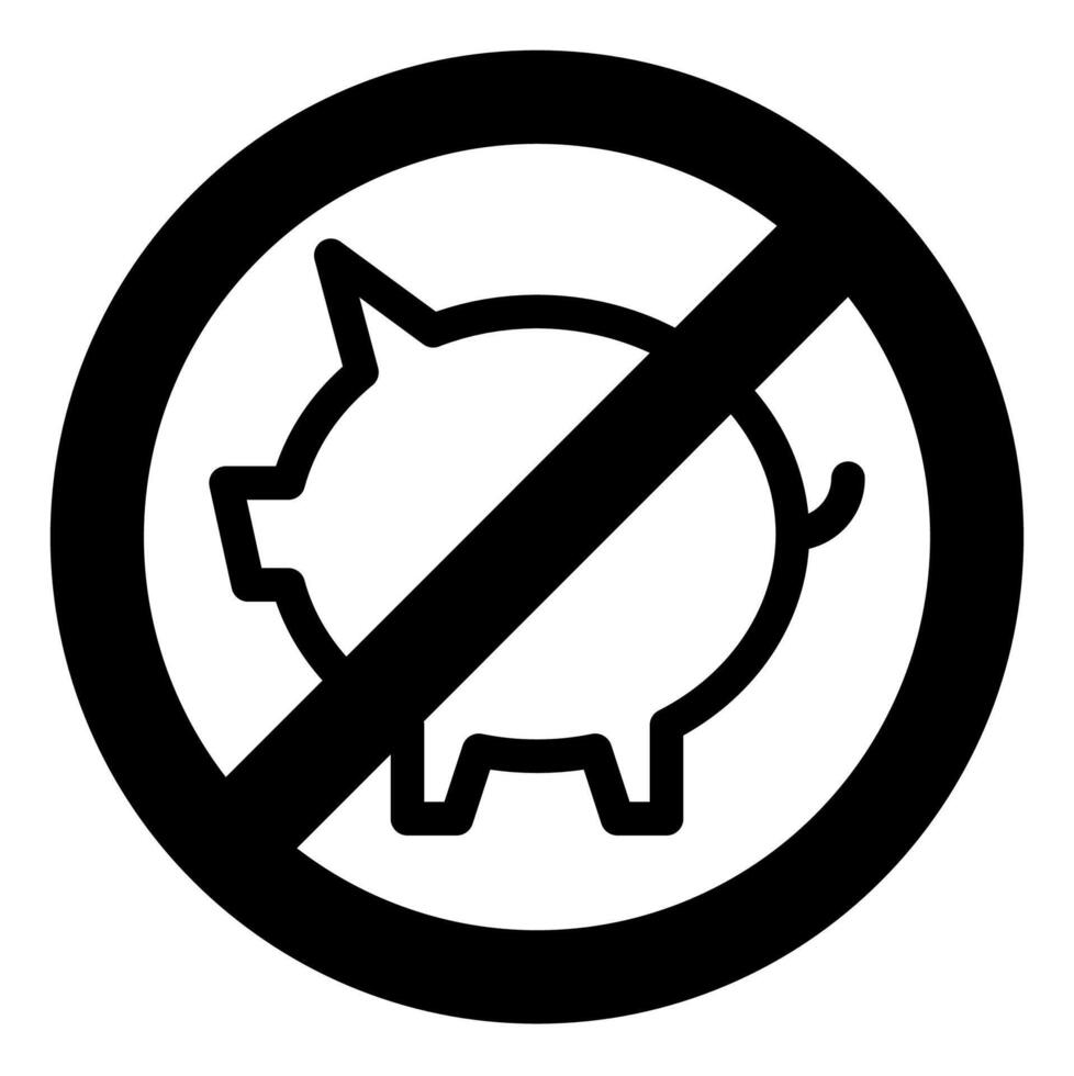 no pig glyph icon illustration isolated on white background vector