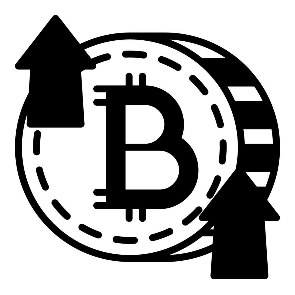 bit coin glyph icon illustration isolated on white background vector