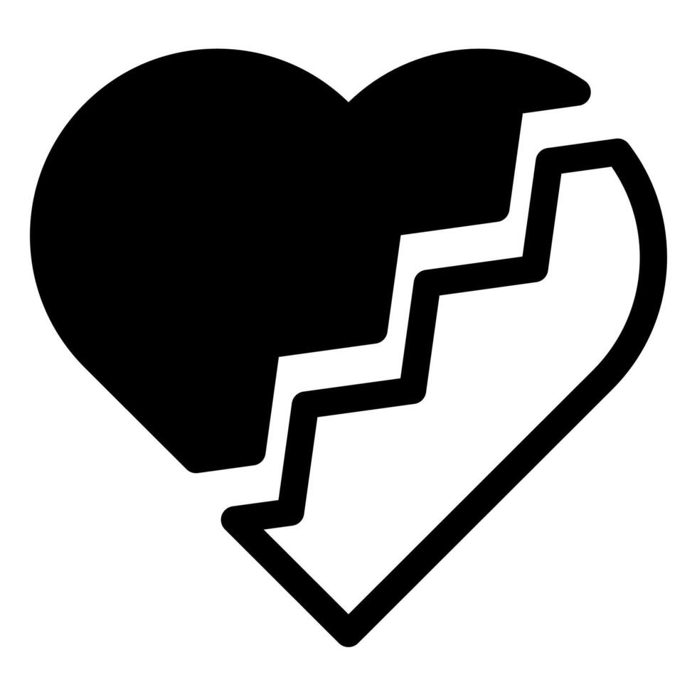 broken heart glyph icon illustration isolated on white background vector