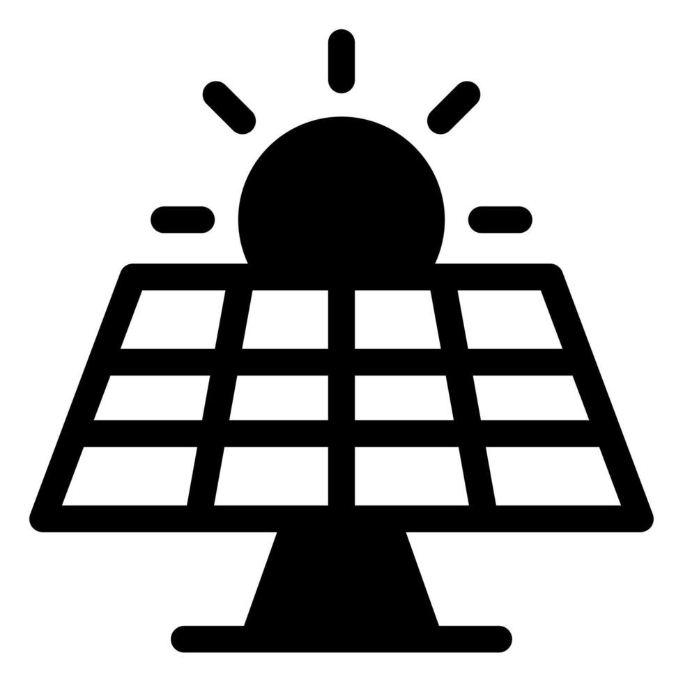 solar panel glyph icon illustration isolated on white background vector