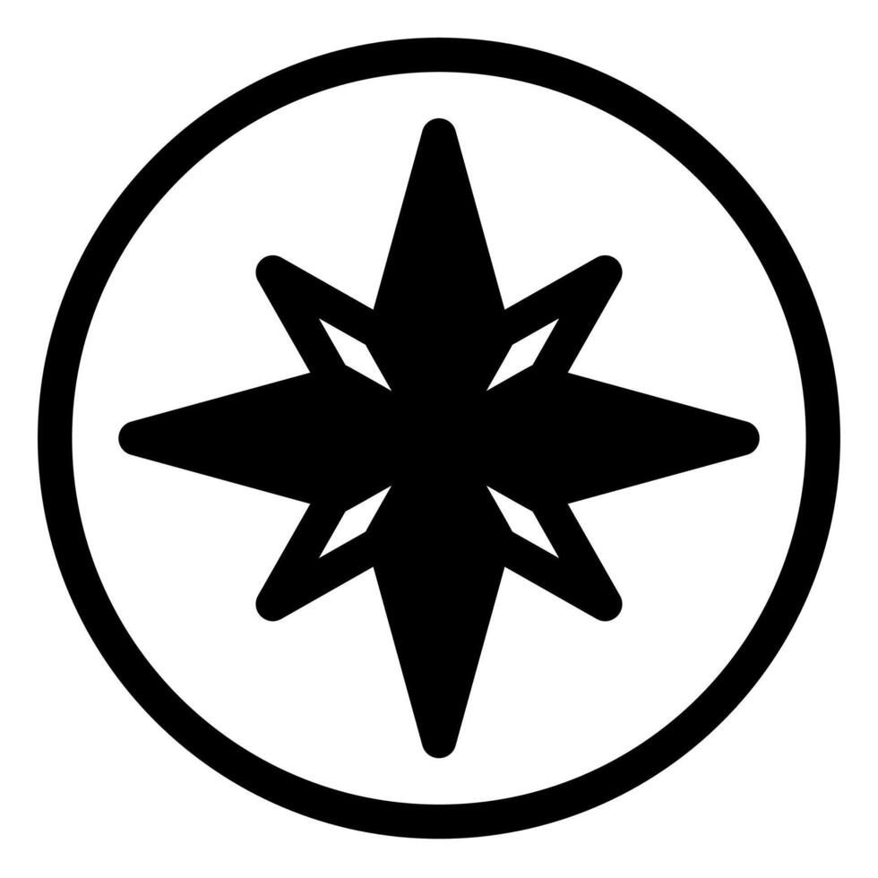 compass rose glyph icon illustration isolated on white background vector