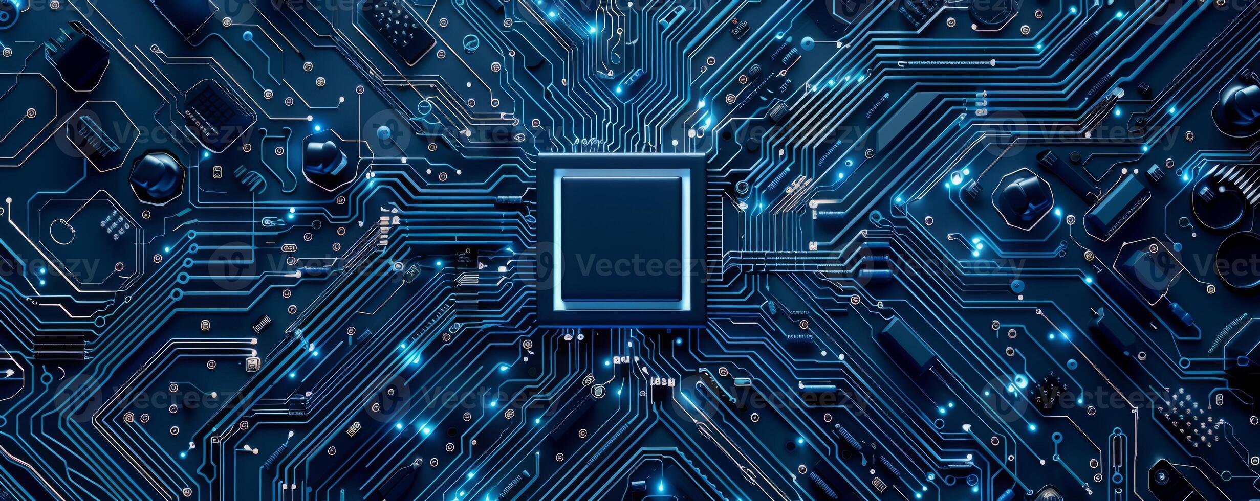 Inner system of highly powerful technology with microchips representing futuristic technology photo