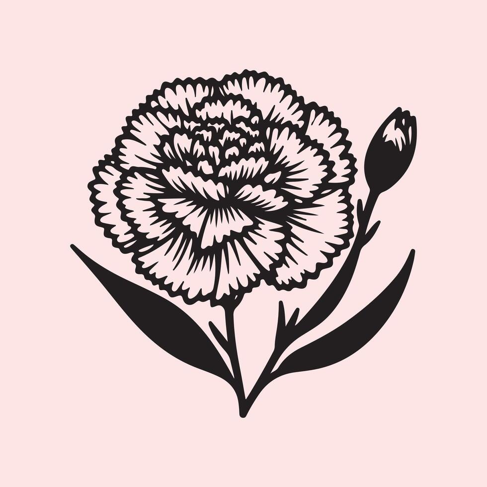 line art of a carnation vector