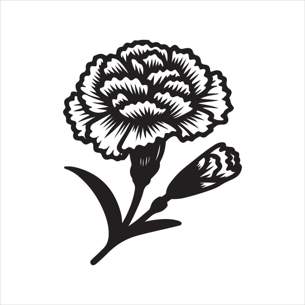 line art of a carnation vector